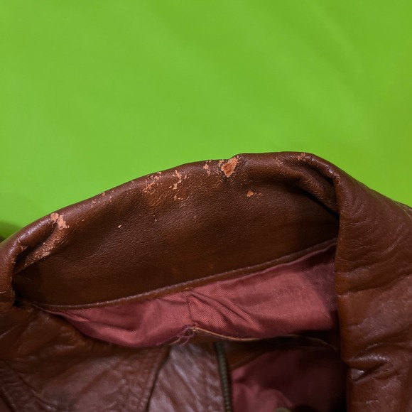 Vintage Ruiz Brown Genuine Leather Jacket Made in Mexico Size 42 Biker Moto 70s - Picture 5 of 8